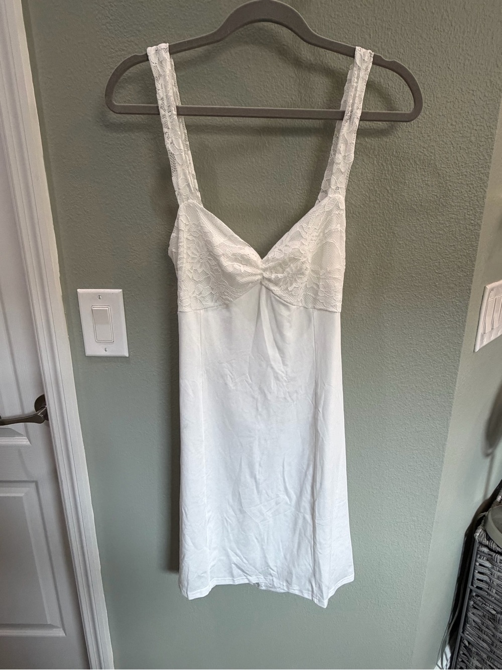 NWOT Women’s White Lace-Detail Slip Dress